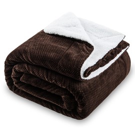 SOCHOW Waffle Sherpa Fleece Throw Blanket, Super Soft Fuzzy Warm, Lightweight Fluffy Reversible Plush Blanket for Bed Sofa Couch, 50 x 60 Inches Brown