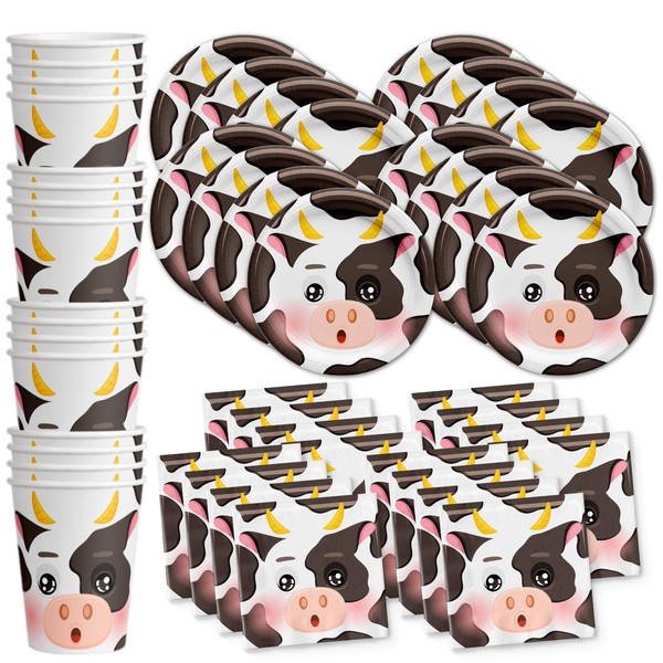 Cow Birthday Party Supplies Set Plates Napkins Cups Tableware Kit for 16