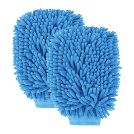 wuyaoyao 2PCS Car Wash Mitt, 10.14"×7.12" Chenille Microfiber Car Wash Mitts, Scratch-Free & Lint-Free, Absorbent Double Sided Clean Glove for Cars Cleaning, Auto Cleaning Supplies (Sky Blue)