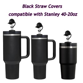 6PCS Black Cute Cowboy Hat Straw Cover Cap Suitable for 6-10mm Straws Cute Silicone Straw Toppers for Tumbles 40oz Reusable Drinking Straw Tips Lids
