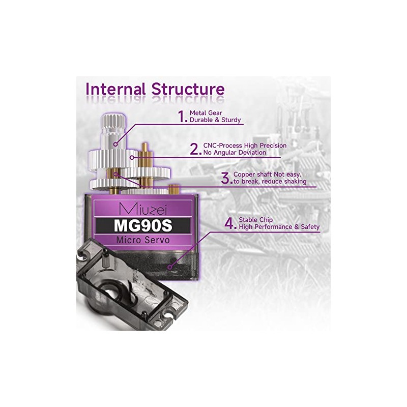 Miuzei MG90S 9G Micro Servo Motor Kit de Motor Engranaje