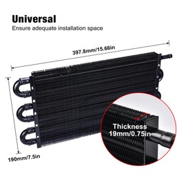 EVIL ENERGY 5/16" Transmission Oil Cooler, 6 Pass Tube and Fin Cooler Kit Universal Aluminium Black