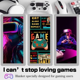 Gamer Blanket Sherpa Throw Blanket,Ultra Soft Flannel Gaming Blankets,Double Layer Fabric Warm Blankets,Video Game Blanket,Gaming Accessories for Room 60" X 50"