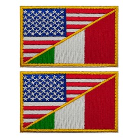 EmWoot 2PCS American Italy Flag Patch Embroidered Morale Patch Military Tactical Patches Hook and Loop Applique Fastener