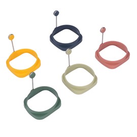 Anillos para Freír Huevos, 5 Piezas Anillos para Freír Huevos Anillos de Huevo de Doble Cara de Silicona Cuadrado Redondo Molde de Tortilla de Doble Uso