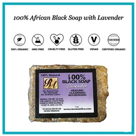RA Cosmetics 100% Natural Black Soap with Lavender 5oz