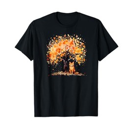 Artistic Fall Tree with Orange Tabby Cat, Watercolor T-Shirt