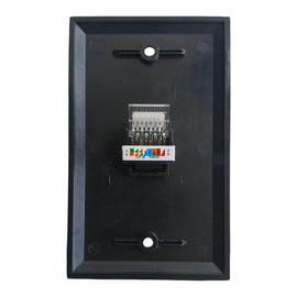 1 Port Tooless Cat5e Ethernet Wall Plate Punch Down Type Wire to Female - Cat 5e RJ45 Keystone Jack Cover Plate for CAT6/CAT5 Network Cable - Glossy Black