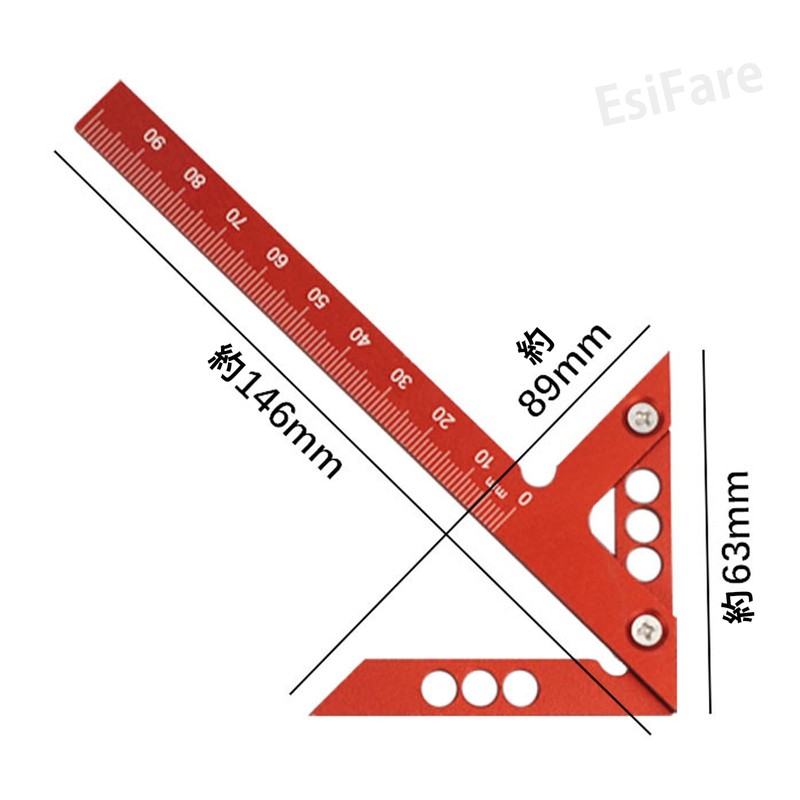 EsiFare Right Angle Ruler Woodworking Ruler Scoya Injury Tool 45°