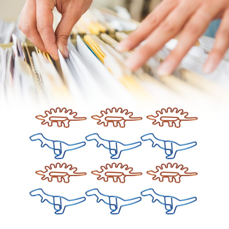100Pcs Paper Clips Unique Dinosaur Shape Lightweight Portable Electroplating Process