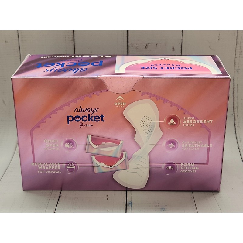 Always Pocket Feminine Pads with FlexFoam, Size 1 Regular, Unscented,
