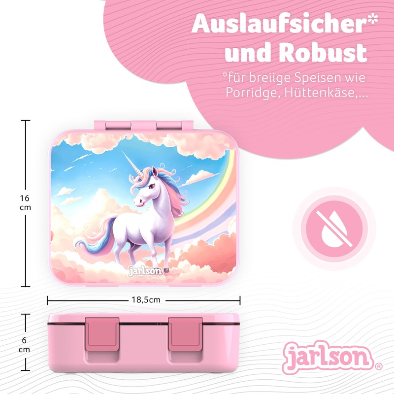 Jarlson® Mili Children's Lunch Box with Compartments, BPA-Free, Bento Box,