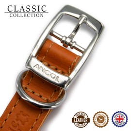 Ancol Heritage Comfortable Die Cast Fitting Leather Dog Collar - Tan Bridle Leather Pet Training Accessory - Durable Supple Design for Puppies and Dogs - 26-31cm Size 2