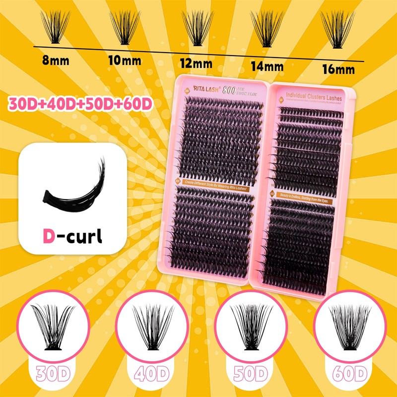 RITALASH DIY Eyelash Extension Kit, 800PCS Cluster Lash Book Set