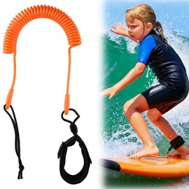 10 Feet Surf Leash, Coiled Safety Lead for SUP Kayak with Retractable Foot Strap, High-Quality SUP Accessories for Stand Up Paddle Boards Surfboards, Robust Swimming Lead with Adjustable Length