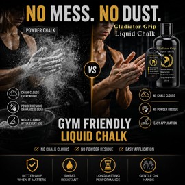 Liquid Chalk for Weightlifting – Gym Liquid Chalk for Superior Grip & Sweat Free Hands for CrossFit, Rock Climbing, Gymnastics, Bouldering. Ideal for Strength Training and Sweat Resistant (50ml)