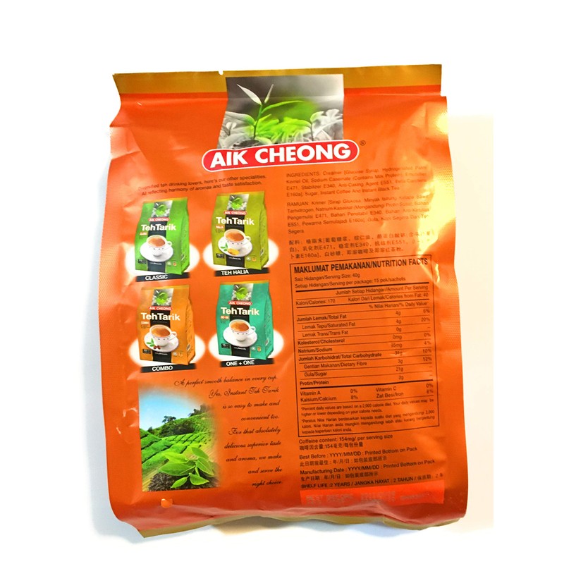 Aik Cheong Teh Tarik Milk Tea Beverage (15 Sachetsx40g)