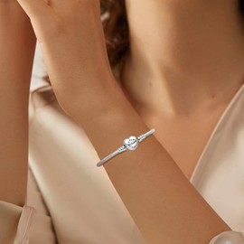 APUUESN Sterling Silver Charms Bracelet with Logo Engraving, Bracelets Moments Series, Bracelets Me Series, Charms Pendant Bracelet from 17 cm to 21 cm, Gold, Silver, 17 cm, Sterling Silver