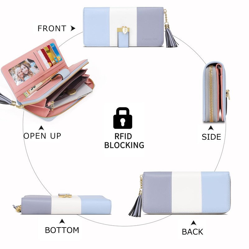 Pomelo Best Womens Wallet RFID Blocking Large Capacity Long Purse