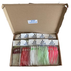 KT Tackle 50 individual sea fishing lures, muppets, 12cm skirts, glow in the dark, luminous. 10 styles. Two options avaliable. (Option A)