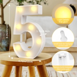 Marquee Light Up Numbers 5, Quinceanera Decorations, 5th Birthday Decor, Light Up Numbers for Party, 50th Anniversary Decorations, Christmas Decorations Bedroom, Merry Birthday Decorations