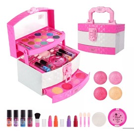 Juguete Maquillaje De Verdad Belleza Niña Tocador Estuche Rosa con Blanco
