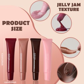 5 Colours Lip Gloss Lip Glaze, Hydrating Lip Gloss, Shiny Lip Gloss Set, Shiny Lip Gloss, Long Lasting Glossy Lip Gloss, Plumping Peptide Lip Gloss, Tinted Plumping Lip Oil for Girls