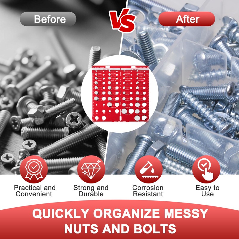 34 Bit Nut & Bolt Thread Checker, Thread Gauge Identifier