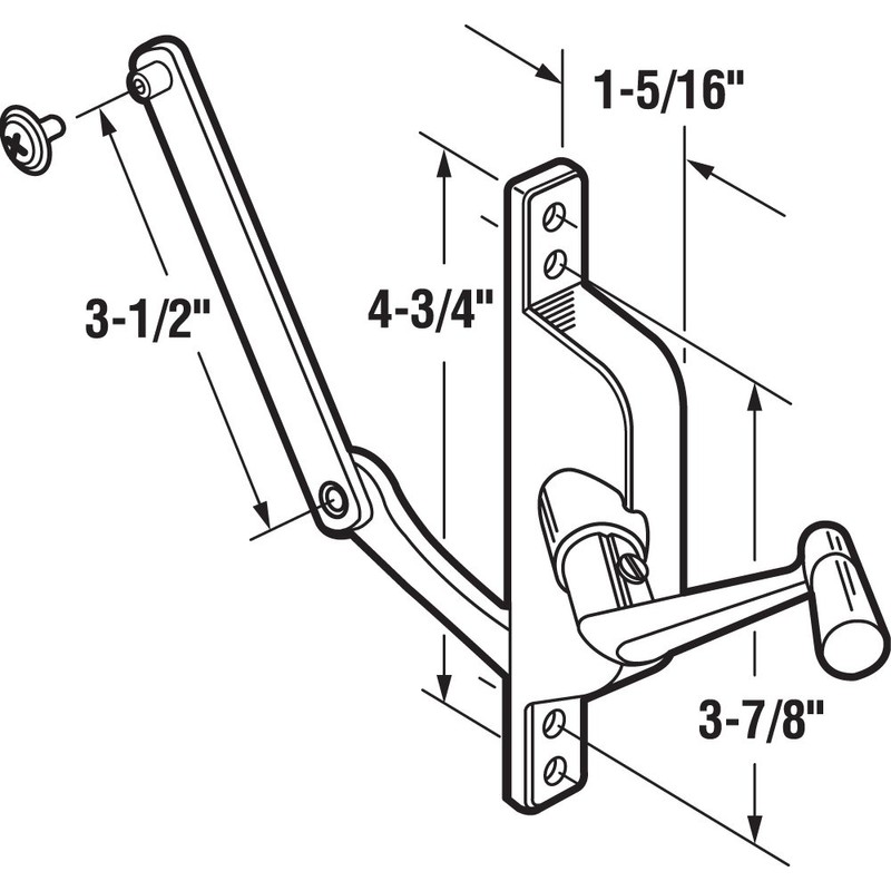 Prime-Line H 3548 Jalousie Operator, 3-1/2 In. Link, Aluminum, Crank