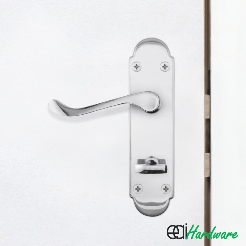 EAI Polished Chrome Bathroom Door Handles - Victorian Scroll Shaped
