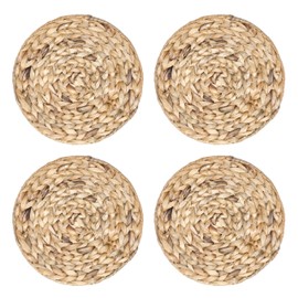 Wicker Round Woven Hyacinth Placemats by Trademark Innovations (Set of 4), Natural, 12" Diameter