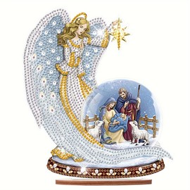 Tontut Christmas Nativity Scene Diamond Art Painting Kits, DIY Desktop Decoration Diamond Art, Special Shape Diamonds, Home Office Desktop Decorations