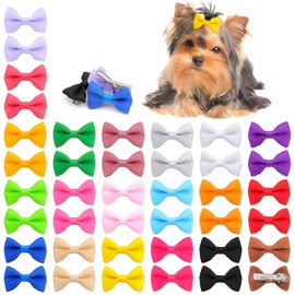 Petbuy 40PCS Christmas Dog Bows Cute Puppy Dog Small Bowknot Hair Bows with Clips Bands Small Hairs Bowknot Pet Hair Accessories Pet Grooming Accessories for Party Christmas Birthday