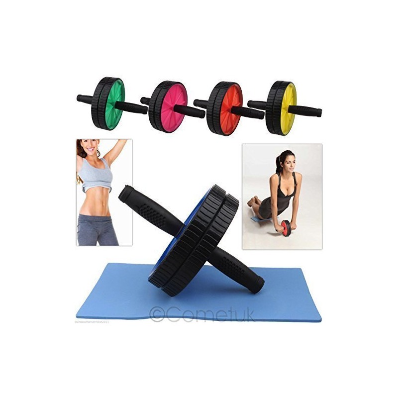 TNP Accessories Double Abdominal Exercise Roller Wheel with Knee Mat
