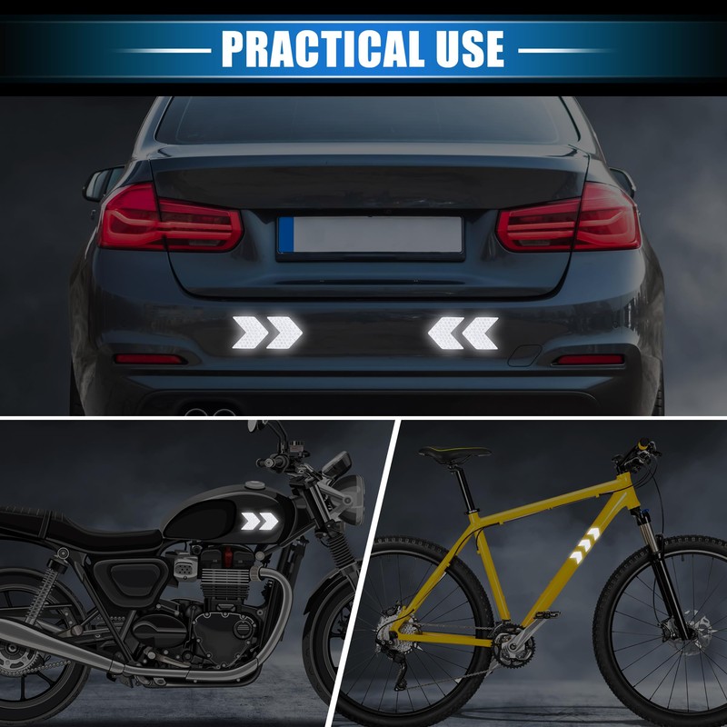 VekAuto 10 Pcs Reflective Stickers, Arrow Shape Universal for Cars
