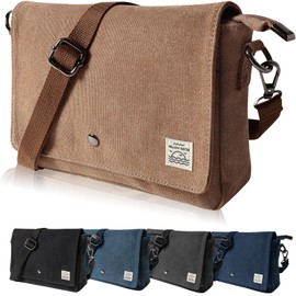 MELLOW NOTES Men's Shoulder Bag, Smaller Bag, Sacoche, Shoulder Pochette, Cross-body Mini Shoulder Bag, Simple, Casual, Canvas, mocha (coffee)