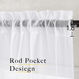 NICETOWN Soft White Sheer Curtains for Farmhouse, Rod Pocket Airy & Breathable Voile Sheer Window Drapes with Light Filtering for Living Room/Bedroom, W54 x L102, 4 Panels