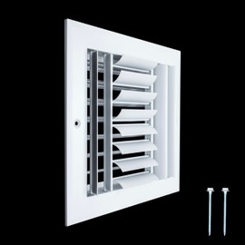 Fits 8x8 Duct Opening Aluminum 4-Way Adjustable Air Supply Grille by Handua | Curved Blade Register Vent Cover for Sidewall & Ceiling | White | Outer Size: 9.75" X 9.75"