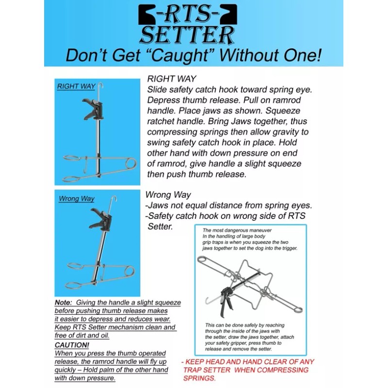 RTS Heavy Duty Bodygrip Trap Setter - Sets 110 to