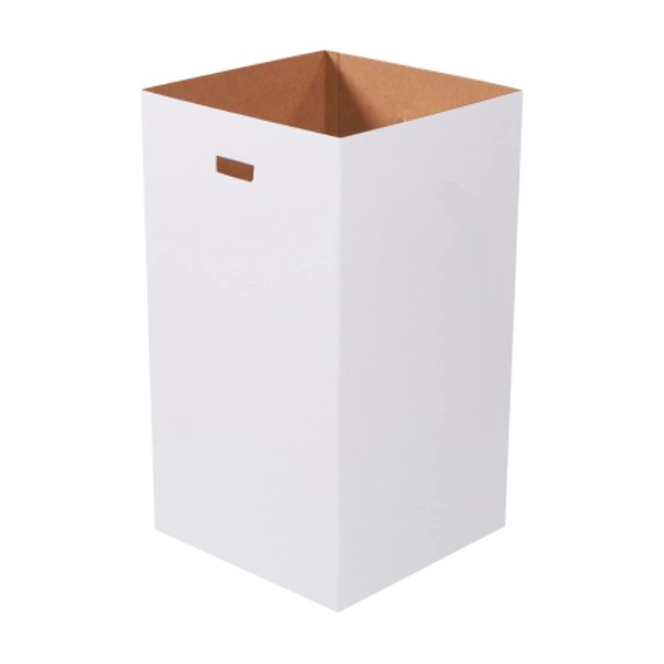 AVIDITI Cardboard Trash Cans and Recycling Bins, 50 Gallon 18"L x 18"W x 36"H, 10-Pack | Reuseable and Disposeable Pop Up Garbage Boxes Container for Party, Parties, Recycle, Outdoor Events, White Box 18x18x36