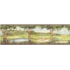 Blonder Golf-Themed Wallpaper Border, Neutral with Green and Blue Accents,