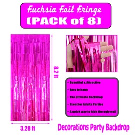 8 Pack Yellow Tinsel Foil Fringe Curtain Backdrop, 3.28Ft x 8.2Ft Metallic Streamers for Photo Booth, Birthday, Wedding, Valentine's Day, Mardi Gras, New Year, Disco Party Decorations