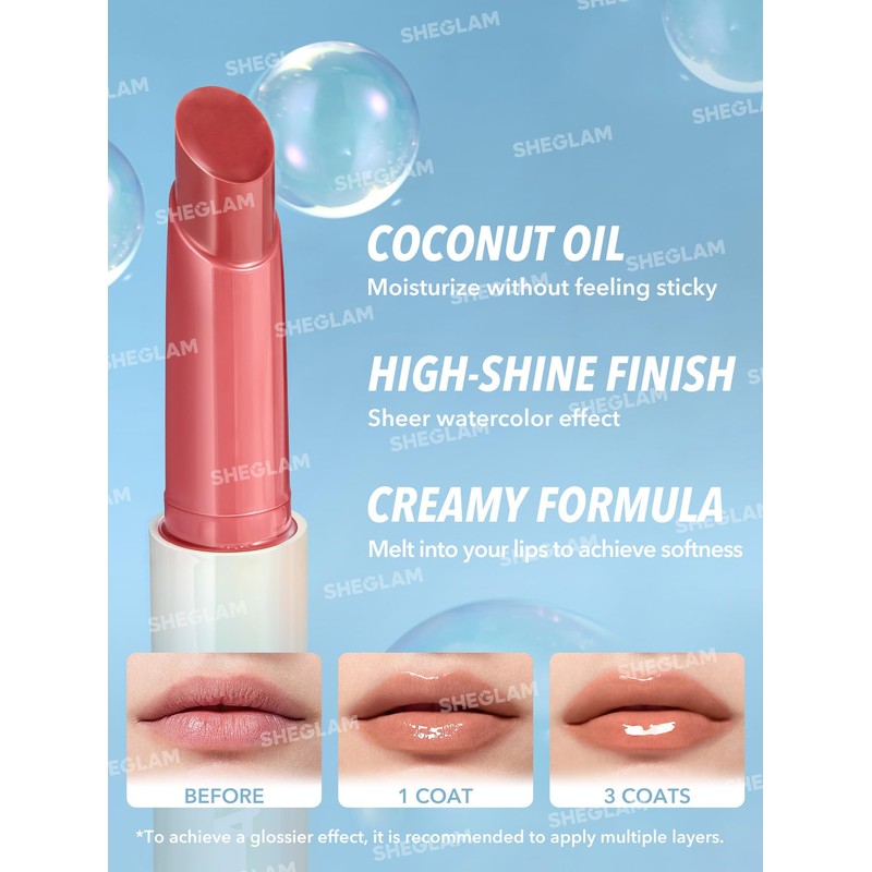 SHEGLAM PoutPerfect Moisturising Solid Lip Gloss Non-Sticky Lipstick with Coconut