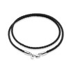 Miabella Genuine 3mm Black Braided Italian Leather Cord Chain Necklace
