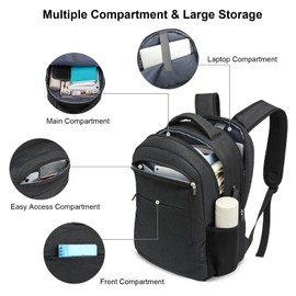 Backpack for Men and Women, School Backpack for Boys, Water Resistant Business Travel Laptop Back Pack Fit 15.6 Inch Laptop with USB Charging Port, Black