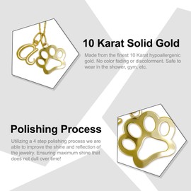 Gold Initial Letter Charm with Dog Paw Charm - 10 Karat Gold - Paw Print Pendant - Initial Letter Pendant - Optional Gold Chain 14”-24”Inches (Letter k, 18 Inch Gold Chain)