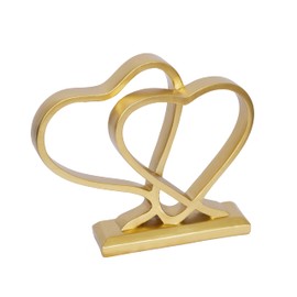 Gold Heart Sculpture Decor Heart Shaped Statue Modern Figurine Decorations for Home Decor Dining Room Living Room Office Centerpiece Table Her/Him Love Wedding Anniversary Couples Valentines Day Gifts
