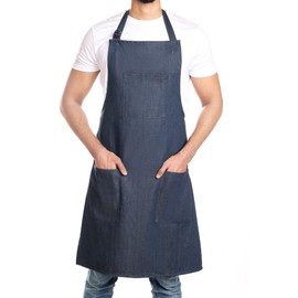 DOVORTEX Denim Apron 100% Cotton with 3 Pockets |Chef Apron For Men Women, Apron For BBQ And Kitchen Apron|36’’x28’’ (Length x Width)|Flexible Neck Strap| Easy To Clean Dirty Stains