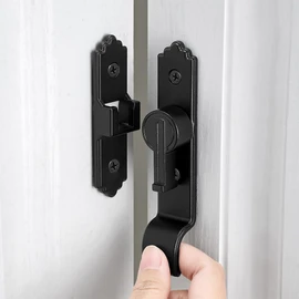 INIRET 2 Packs 90 Degree Black Barn Door Lock, Flip Gate Latch with Handle, Heavy Sliding Door Latches, Door Security Sliding Latch Lock for Cabinets, Bathroom, Garden, Window, Garage