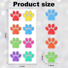 Blulu 25 Sheets 200 Pcs Dog Paw Glitter Tattoo Sticker Paw Print Tattoos Temporary Sparkly Small Stickers Removable Dog Stickers for Women Face Body School Home Art Craft Party Supplies(Colorful)